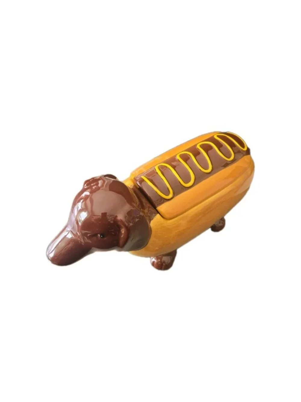 New Dachshund Hot Dog Ceramic Cookie Jar Kitchen Storage Room Decor